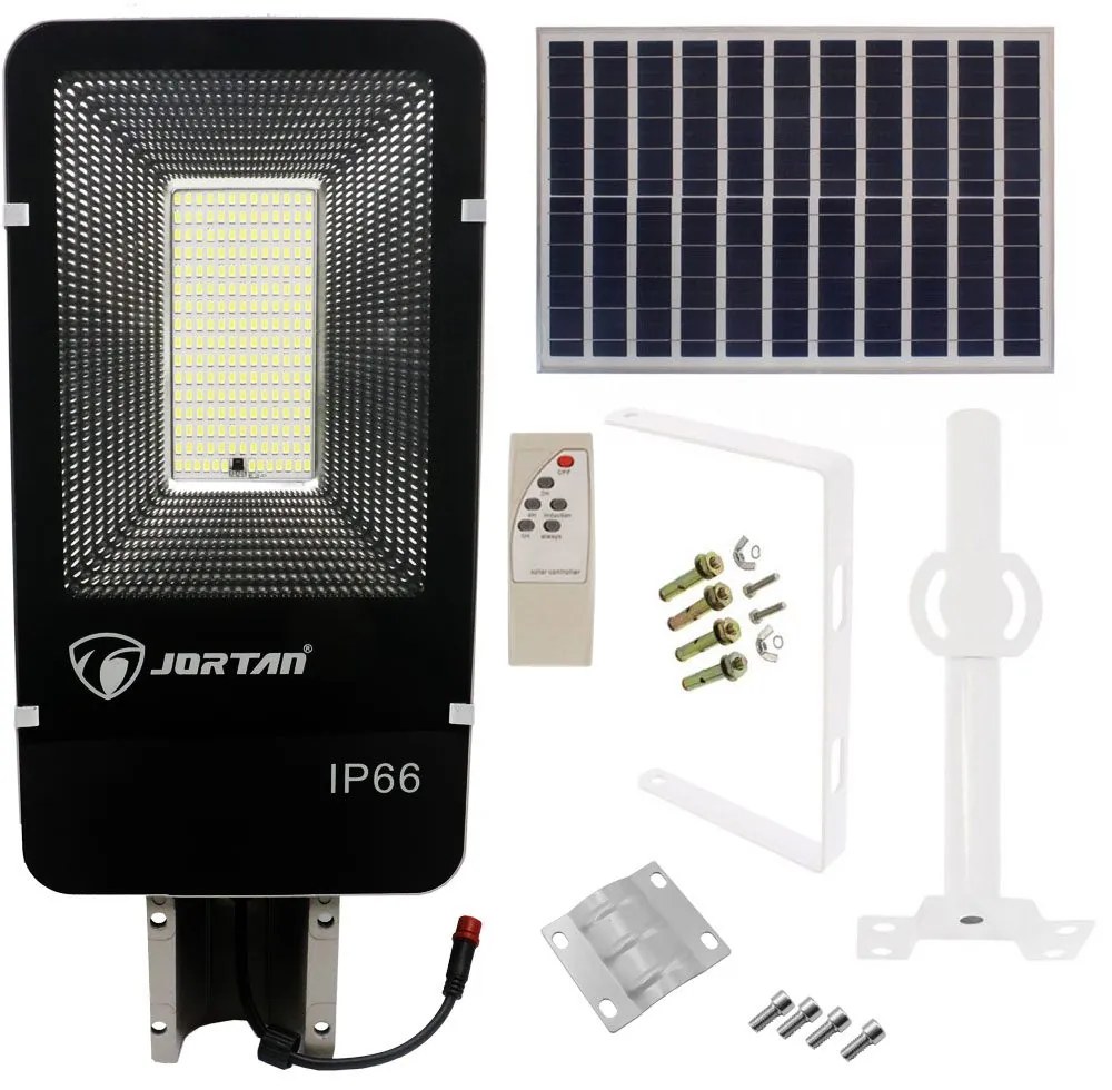 Led Αδιάβροχο Ηλιακό Φωτιστικό Δρόμου 100W 16640LM με Βάση Στήριξης και Τηλεχειριστήριο Jortan JT-YS-100W