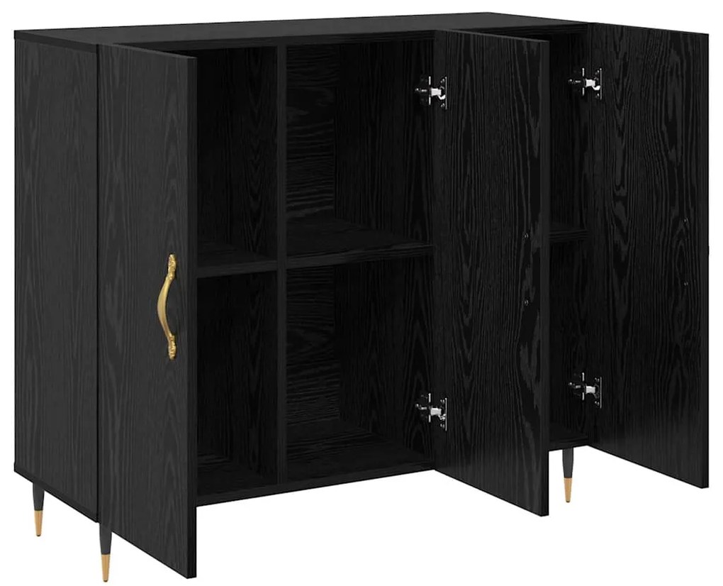 vidaXL Πλαϊνό γραφείο Μαύρη Οξυά 90 x 34 x 80 εκ. Επεξεργασμένο ξύλο