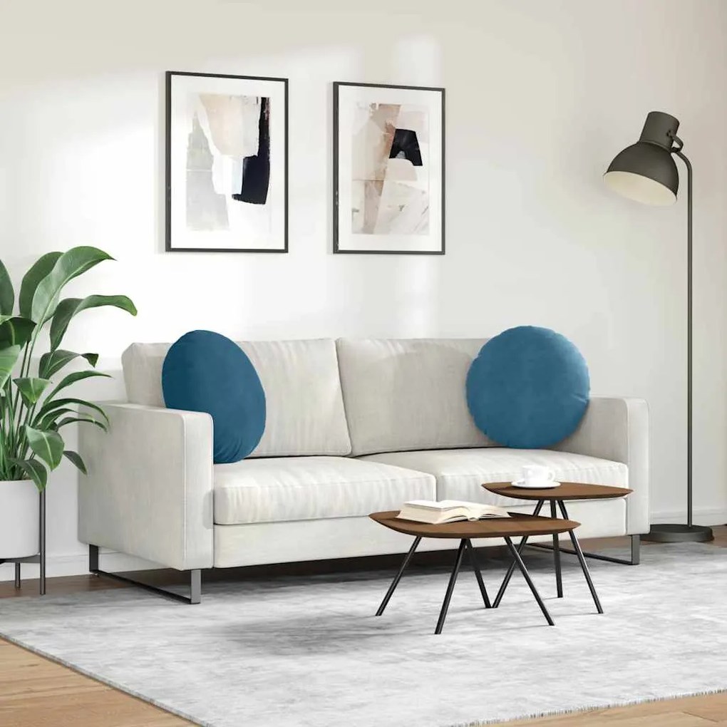 vidaXL Μαξιλάρια καθισμάτων 2 pcs Μπλε Ø 40 x 13 εκ. Βελούδο