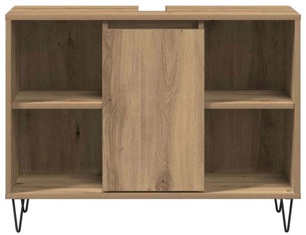 vidaXL Ντουλάπι Μπάνιου με ράφι με πόρτα artisan δρυς 80 x 33 x 60 εκ