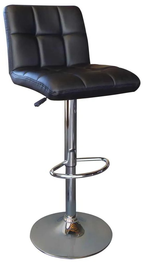 Σκαμπώ Lino Bar Χρώμιο/PU Μαύρο 44x50x62/92-83/113cm (Σετ 2 ΤΕΜ)