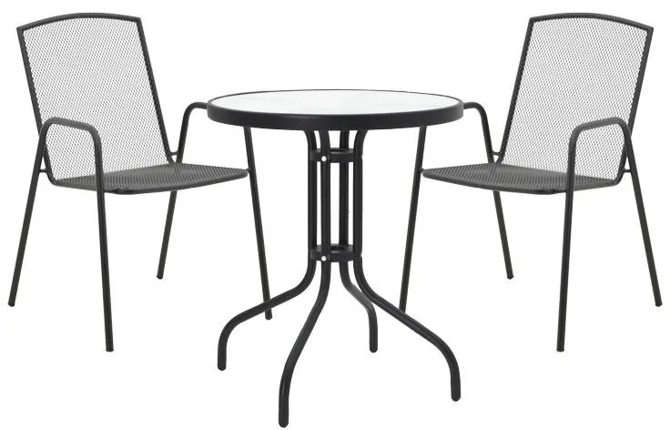 Σετ Κήπου Τραπεζαρία Watson-Pomedon 3 τεμ Μαύρο Μέταλλο 60x60x70 εκ.