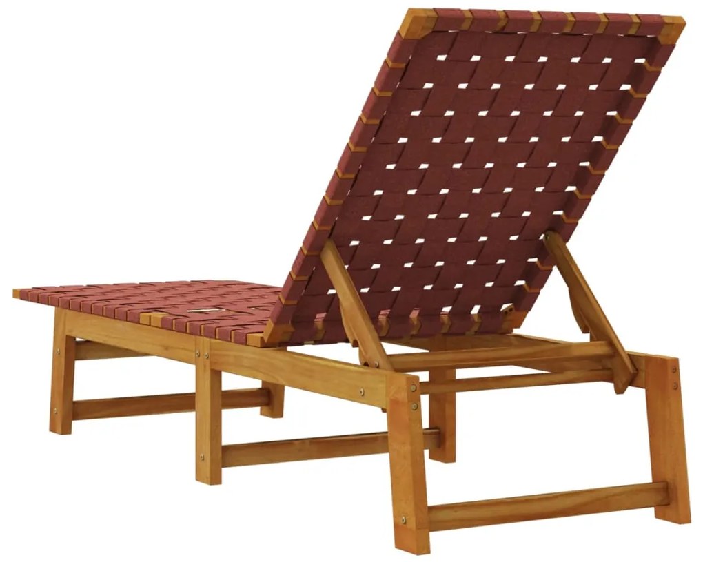 vidaXL Ξαπλώστρες 2 τεμ. Κόκκινο από Μασίφ Ξύλο Ακακίας και Ύφασμα