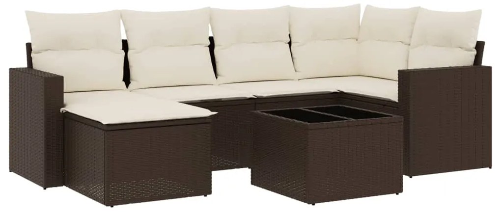 vidaXL Σαλόνι Κήπου Σετ 7 Τεμαχίων Καφέ Συνθετικό Ρατάν με Μαξιλάρια