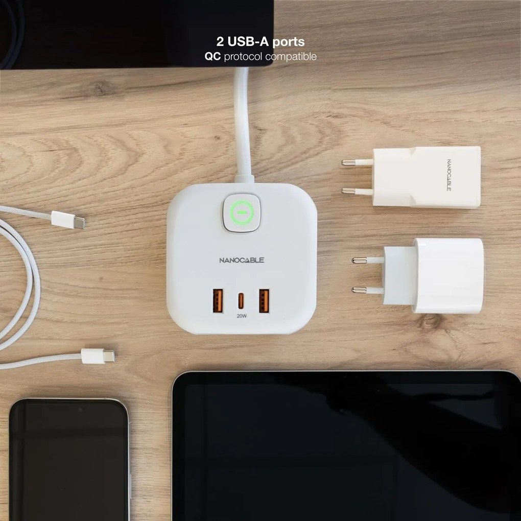 Λωρίδα NANOCABLE 10.37.0011 Λευκό (1,4 m)