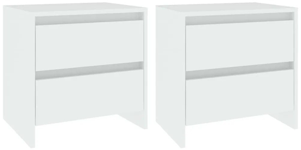 vidaXL Κομοδίνα 2 τεμ. Λευκά 45 x 34,5 x 44,5 εκ. από Επεξ. Ξύλο