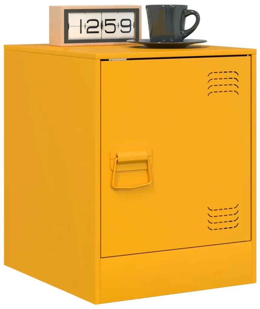 vidaXL Κομοδίνα 2 τεμ. Μουσταρδί 34,5 x 39 x 44 εκ. από Χάλυβα