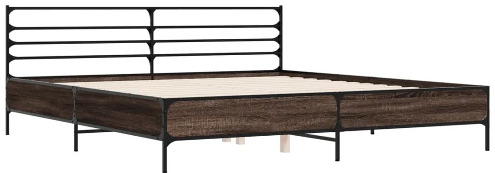 vidaXL Πλαίσιο Κρεβατιού Καφέ Δρυς 180x200 εκ. Επεξ. Ξύλο &amp; Μέταλλο