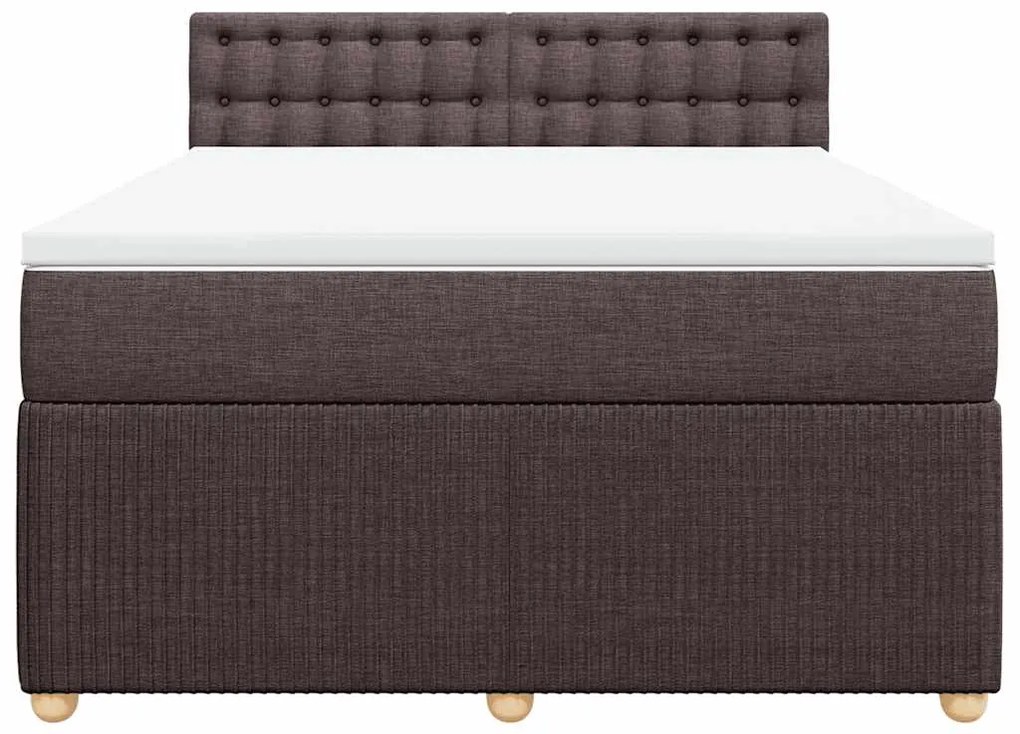 vidaXL Κρεβάτι Boxspring με Στρώμα Σκούρο Καφέ 140x190 εκ. Υφασμάτινο