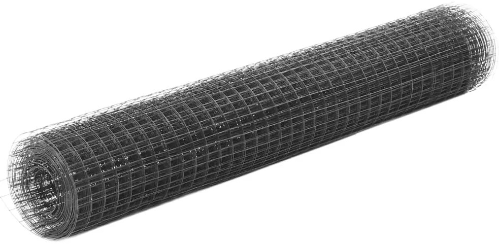vidaXL Συρματόπλεγμα Εξάγωνο Γκρι 25x1 μ. από Ατσάλι με Επικάλυψη PVC