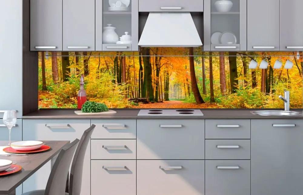 Αυτοκόλλητη φωτοταπετσαρία για δάσος κουζίνας σε φθινοπωρινά χρώματα - 350x60