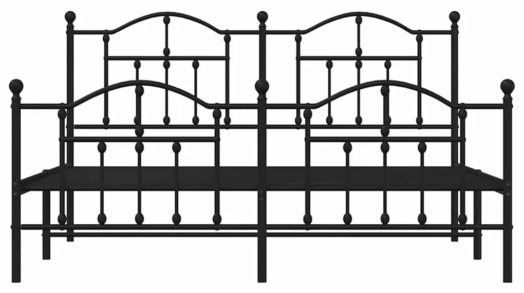 vidaXL Πλαίσιο Κρεβατιού με Κεφαλάρι&Ποδαρικό Μαύρο 183x213εκ. Μέταλλο