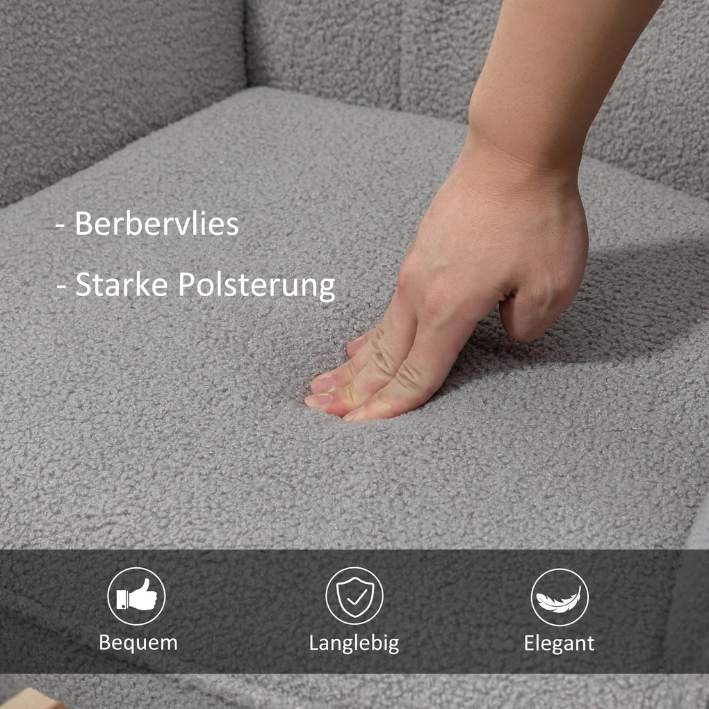 HOMCOM Πολυθρόνα κουνιστή σε ρετρό στυλ, μασίφ ξύλο, πολυθρόνα, 71 εκ. x 92 εκ. x 101 εκ., Ανοιχτό Γκρι