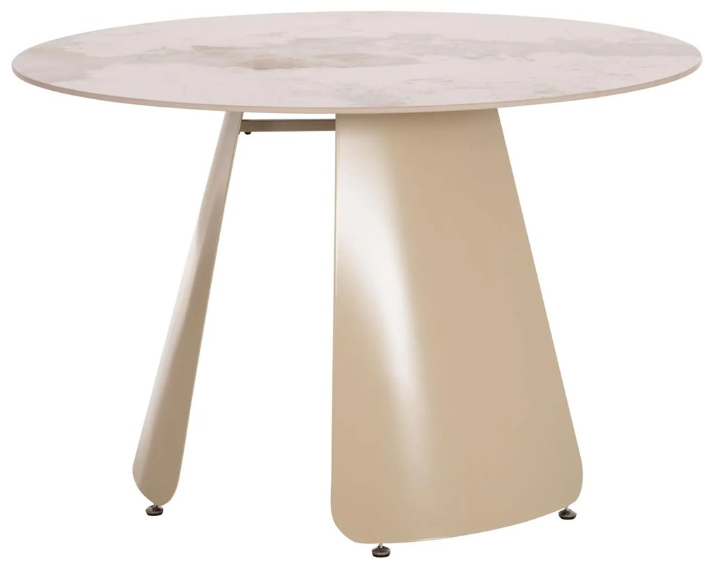 Τραπέζι Τραπεζαρίας SEDAR Στρογγυλό Κεραμικό Τop και Κρέμ Μεταλλικά πόδια Φ120x78Υεκ. 120x120x78 εκ.