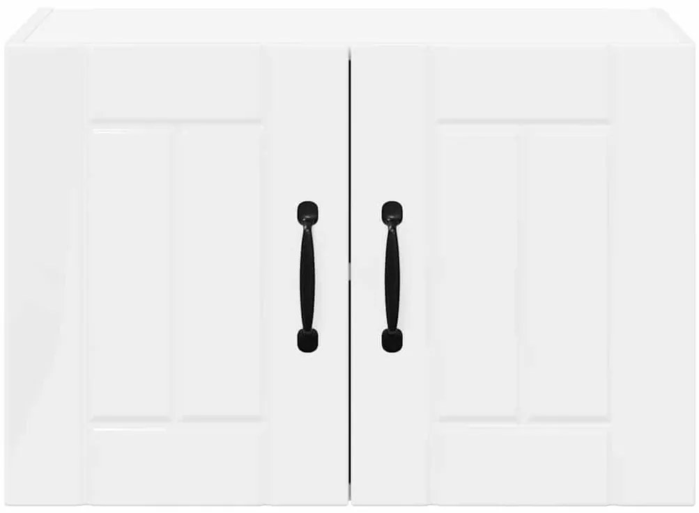 vidaXL Κρεμαστό ντουλάπι κουζίνας με ράφι Υψηλής γυαλάδας λευκό