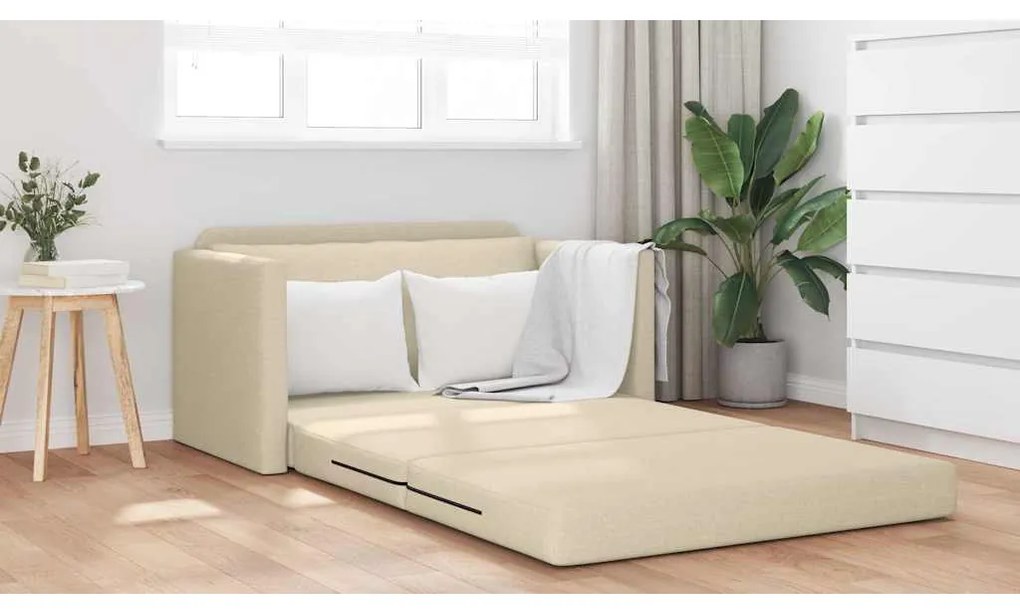 vidaXL Κρεβάτι καναπές Κρεμ 124 x 71 x 78 εκ ύφασμα