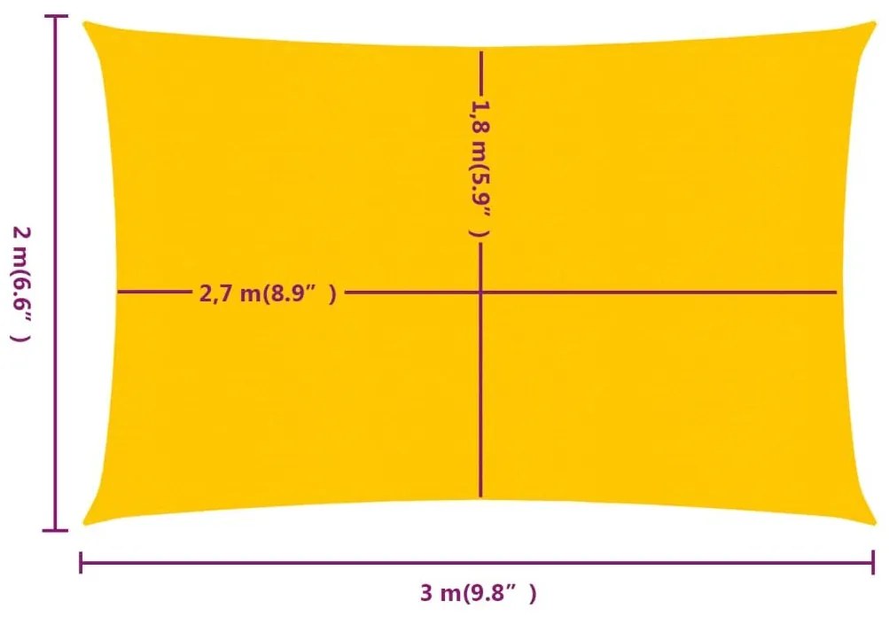 Πανί Σκίασης Ορθογώνιο Κίτρινο 2x3 μ. HDPE 160 γρ./μ² - Κίτρινο