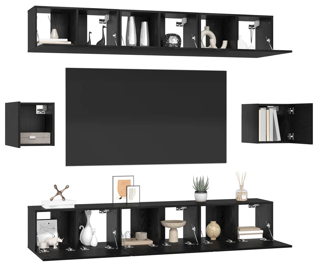 vidaXL Σετ επίπλου τηλεόρασης 8 pcs Μαύρη δρυς 60 x 30 x 30 cm