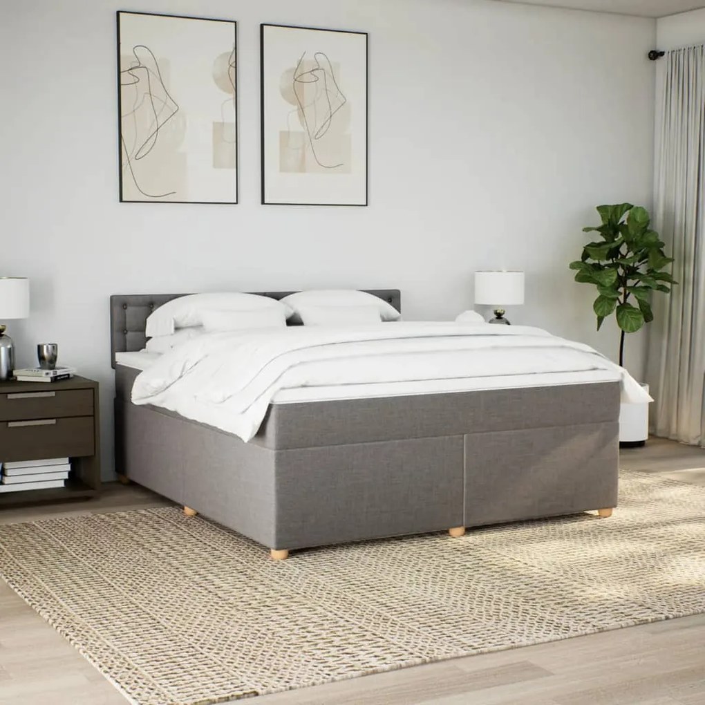 vidaXL Κρεβάτι Boxspring με Στρώμα Taupe 180x200 εκ. Υφασμάτινο