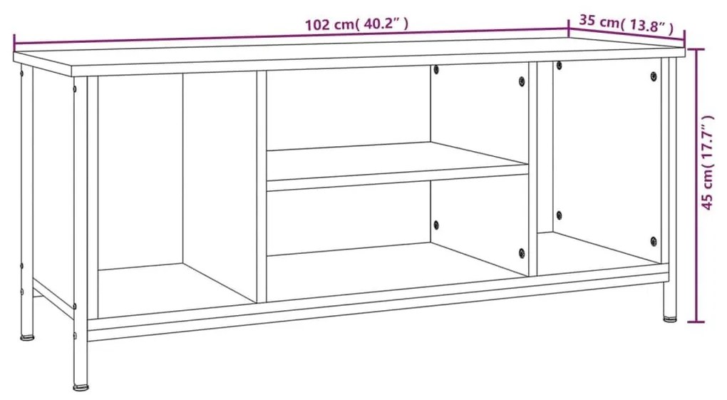 Έπιπλο Τηλεόρασης Μαύρο 102x35x45 εκ. Επεξεργασμένο Ξύλο - Μαύρο