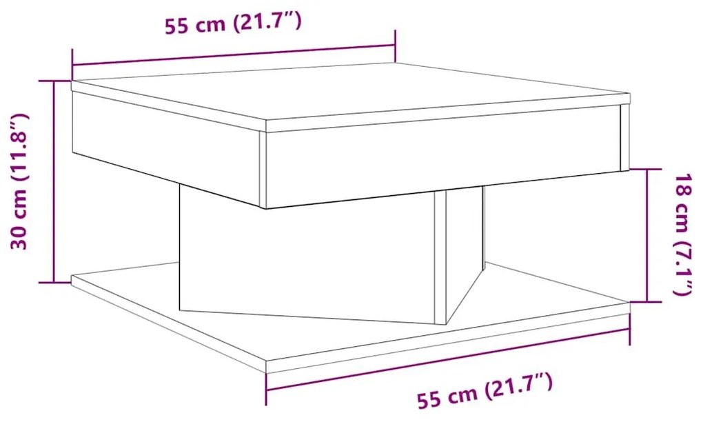 Τραπεζάκι Σαλονιού τεχνίτης Δρυς 55x55x30 εκ Επεξεργασμένο Ξύλο - Καφέ