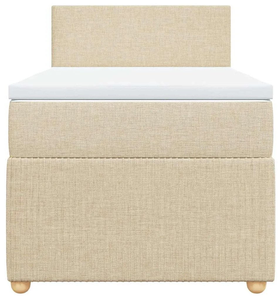vidaXL Κρεβάτι Boxspring με Στρώμα Κρεμ 100 x 200 εκ. Υφασμάτινο