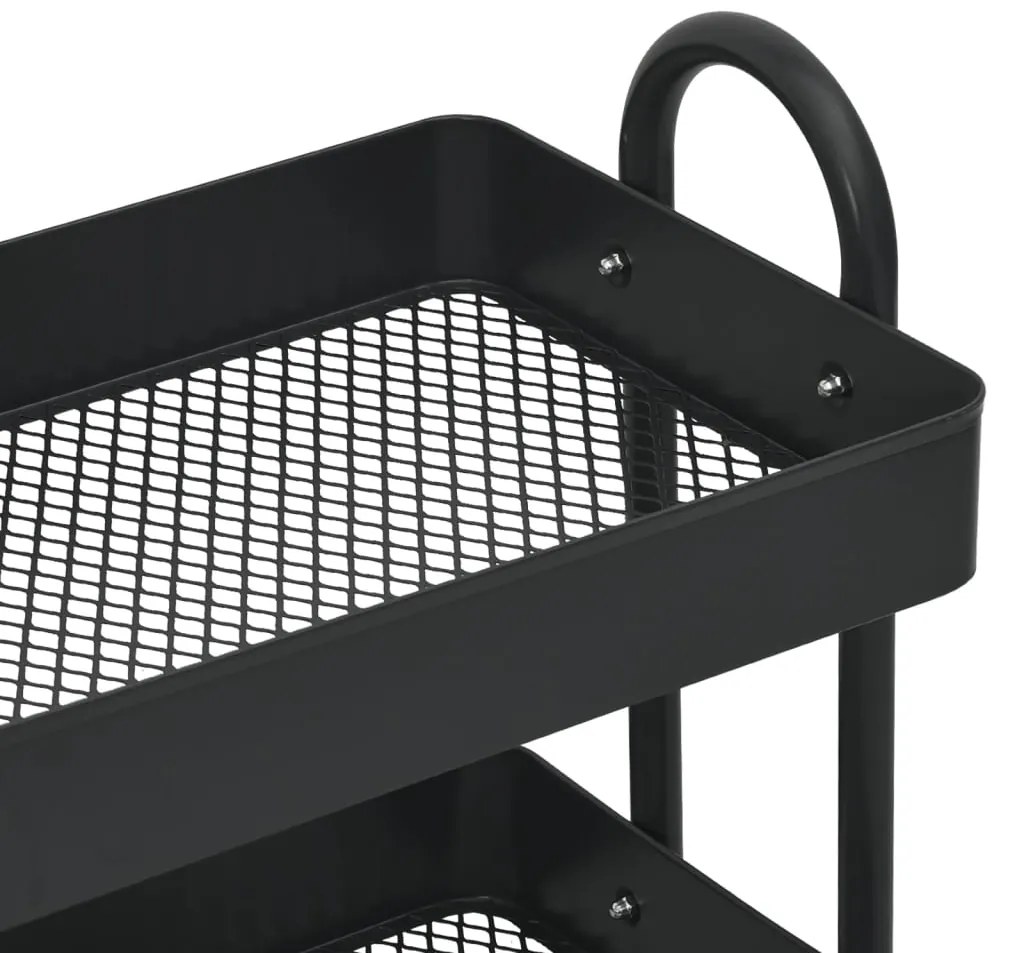 vidaXL Τροχήλατη Βάση 3 Επιπέδων Μαύρο 43 x 34 x 79 εκ. από Ατσάλι