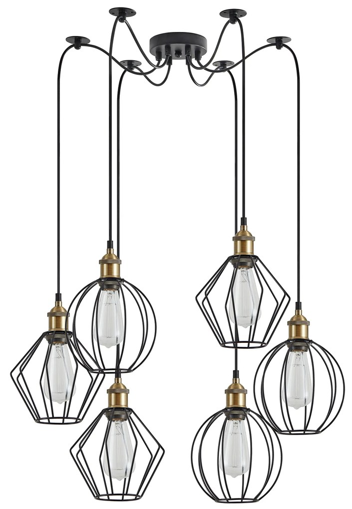 SE21-BR-10-BL6-GR12 MAGNUM FLEX Bronze Metal Pendant Black Metal Grid+ HOMELIGHTING 77-8968