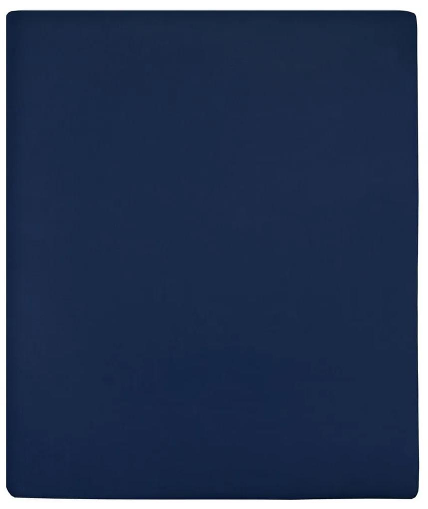 Σεντόνια με Λάστιχο 2 τεμ. Μπλε 140x200 εκ. Βαμβακερό Ζέρσεϊ - Μπλε