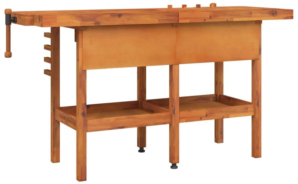 vidaXL Πάγκος Εργ. Συρτάρια/ Μέγγενες 162x62x83 εκ. Μασίφ Ξύλο Ακακίας