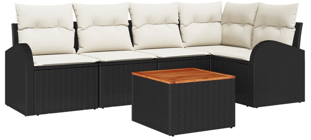 vidaXL Σετ Καναπέ Κήπου 6 pcs Μαύρος, λευκός Μεγάλο