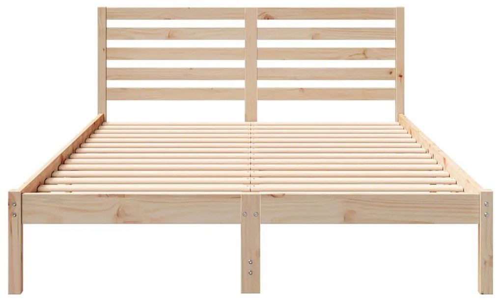vidaXL Σκελετός Κρεβατιού Καφέ 140 x 220 cm Μασίφ ξύλο πεύκου