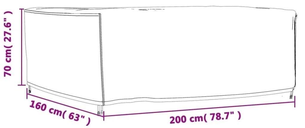 ΚΑΛΥΜΜΑ ΕΠΙΠΛΩΝ ΚΗΠΟΥ ΑΔΙΑΒΡΟΧΟ ΜΑΥΡΟ 200X160X70 ΕΚ. 420D 364808