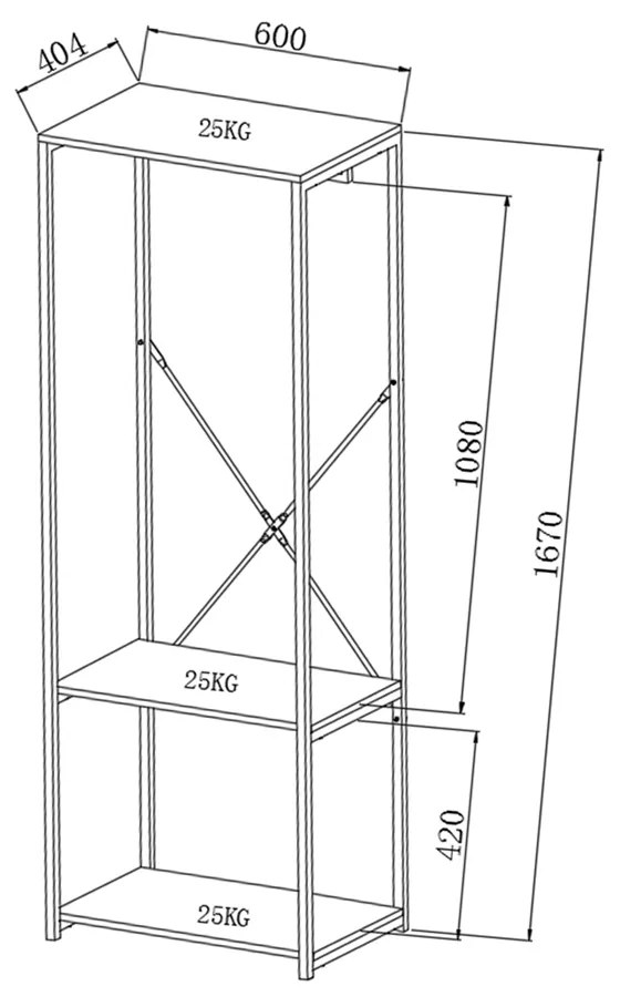 VOGUE ΝΤΟΥΛΑΠΑ SONOMA ΜΑΥΡΟ 60x40xH167cm - 18-0012