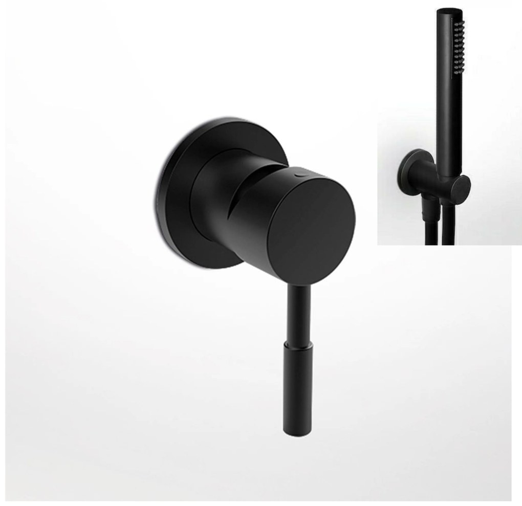 La Torre New Tech Black Matt 12151N-400 Μίκτης Εντοιχισμού 3 Εξόδων με Εκτροπέα+Παροχή νερού Στρογγυλή
