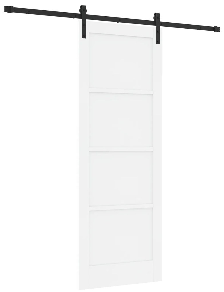 vidaXL Συρόμενη Πόρτα  με Σετ Χαρτοσήμων Λευκή 78x211 εκ. Συμπαγές Ξύλο Πεύκο