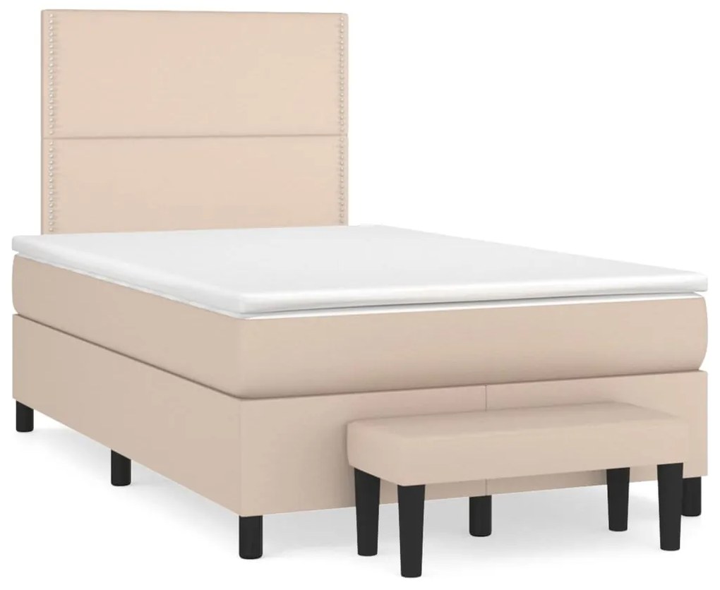 vidaXL Κρεβάτι Boxspring με Στρώμα Καπουτσίνο 120x200εκ.από Συνθ.Δέρμα