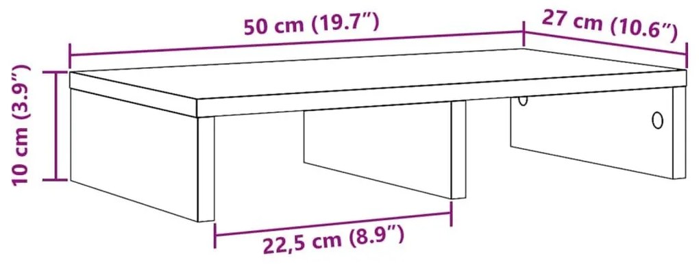 Βάση Οθόνης Γκρι Sonoma 50x27x10 εκ. από Επεξεργασμένο Ξύλο - Γκρι