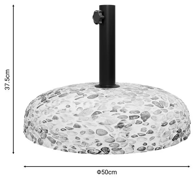 Βάση ομπρέλας Breezy τσιμέντο ψηφιδωτή 35kg Φ50εκ 50x50x37.5 εκ.