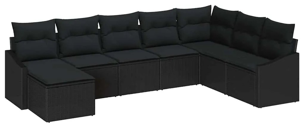vidaXL Σετ Καναπέ Κήπου 8 pcs Μαύρο Πολυ ράταν