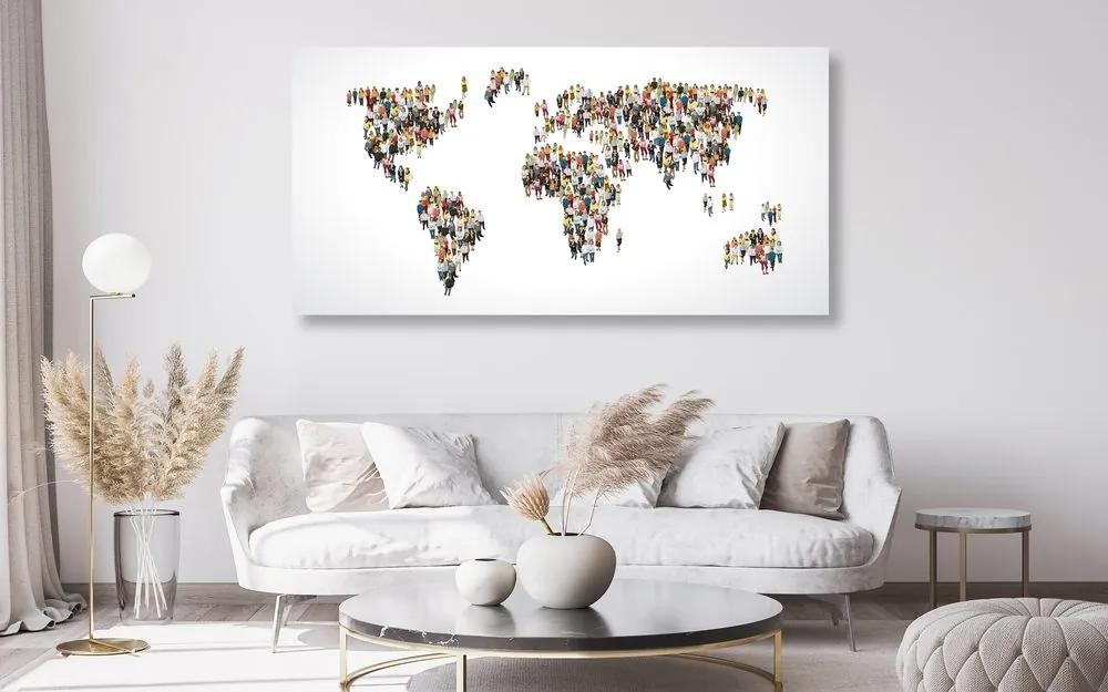 Εικόνα στον παγκόσμιο χάρτη φελλού που αποτελείται από ανθρώπους - 120x60  place