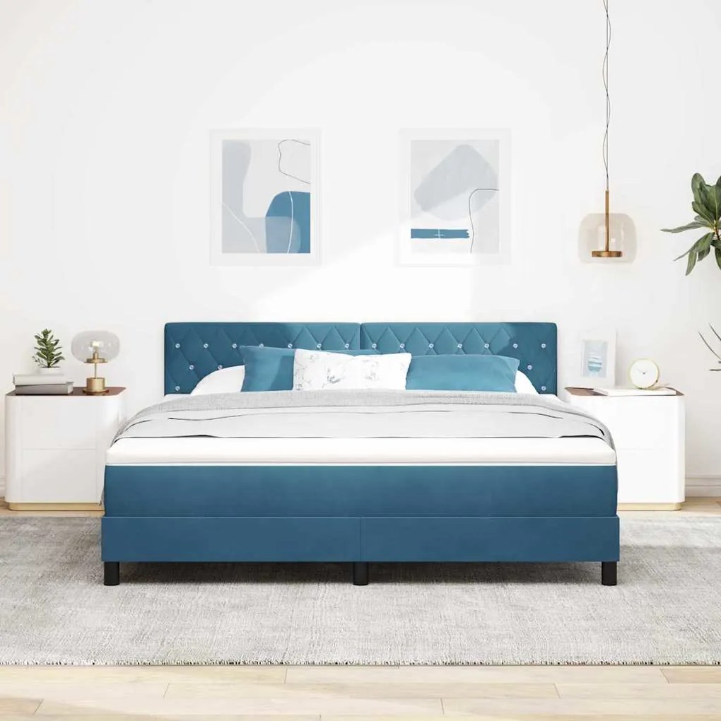 vidaXL Κρεβάτι με ελατήρια Σκούρο Μπλε 180 x 200 cm Βελούδο