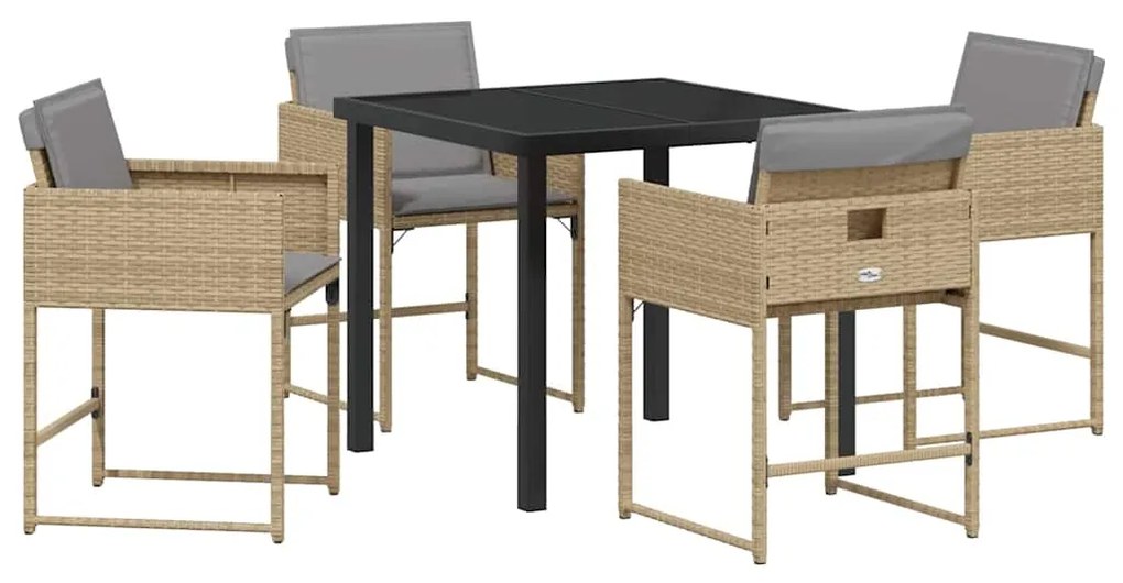 vidaXL Σέτ φαγητού για κήπο με μαξιλάρι 5 pcs Μπεζ Πολυ ράταν