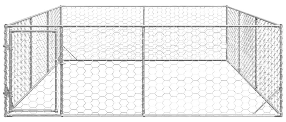 vidaXL Κλουβί Σκύλου Εξωτερ. Χώρου με πόρτα 3x4x1 μ. Γαλβαν. Ατσάλι