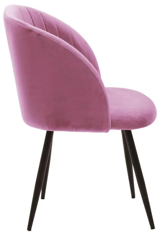 Πολυθρόνα Oasis pakoworld βελούδο ροζ-πόδι μαύρο μέταλλο 54x52x84εκ | Συσκευασία 2 τμχ
