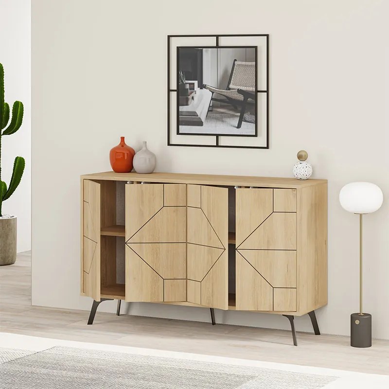Μπουφές μελαμίνης Dune Megapap χρώμα φυσικό οξιάς 123x35x77,4εκ.