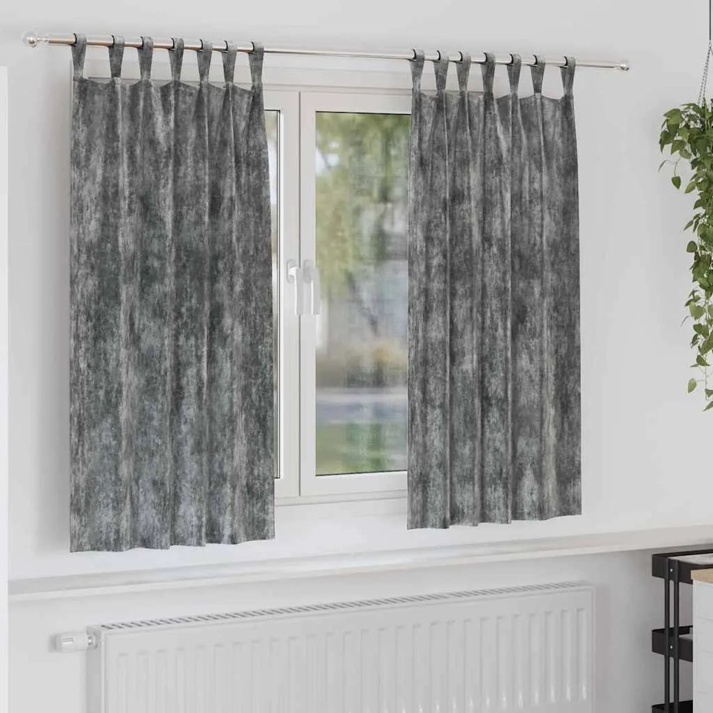 vidaXL Κουρτίνα με κουρτίνες 2 pcs Γκρι 175 x 140 εκ. Βελούδο