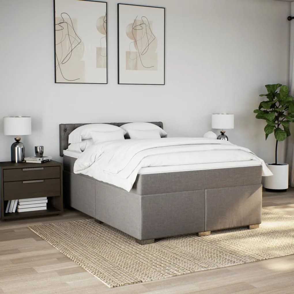 vidaXL Κρεβάτι Boxspring με Στρώμα Taupe 140x200 εκ. Υφασμάτινο