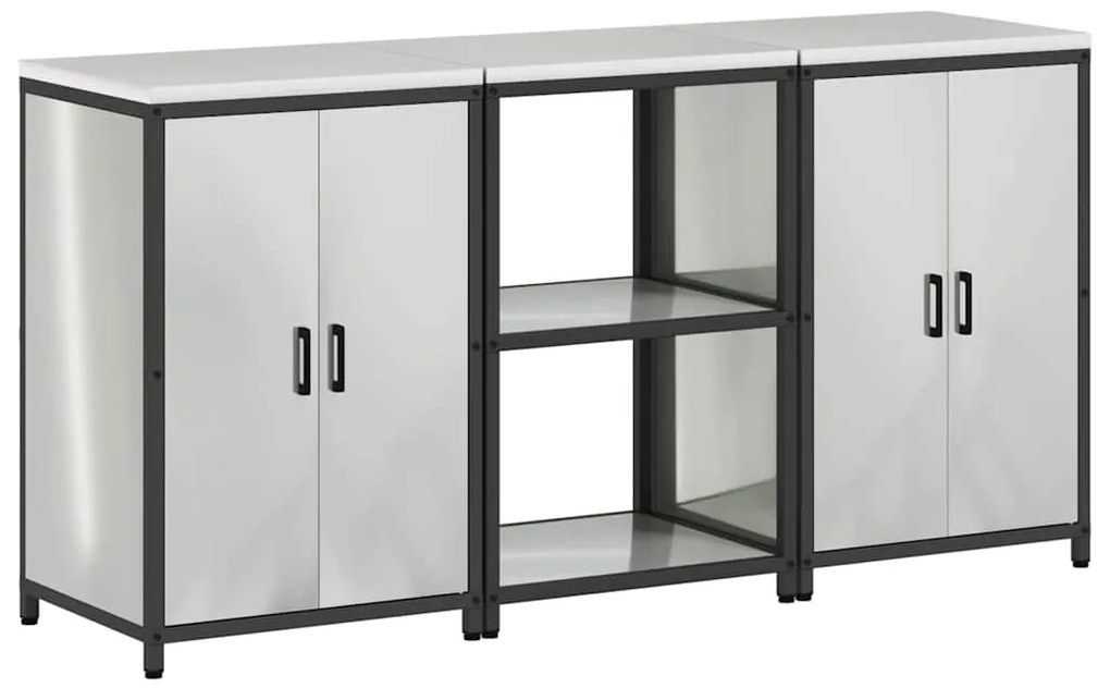 vidaXL Σετ Αποθήκευσης Κουζίνας 3 pcs Ασημί Επικαλυμμένος Χάλυβας