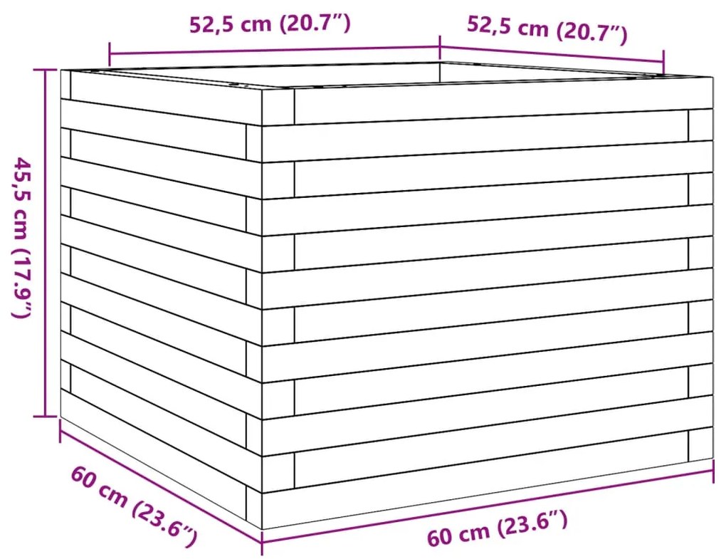 Ζαρντινιέρα Κήπου 60x60x45,5 εκ. από Μασίφ Ξύλο Ψευδοτσούγκας - Καφέ